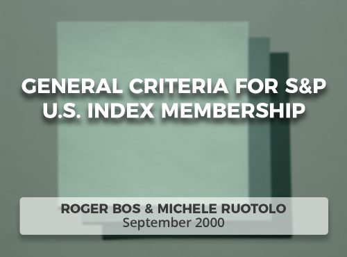 General Criteria for S&P U.S. Index Membership