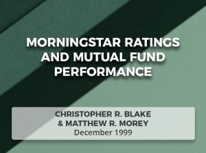 Morningstar Ratings and Mutual Fund Performance