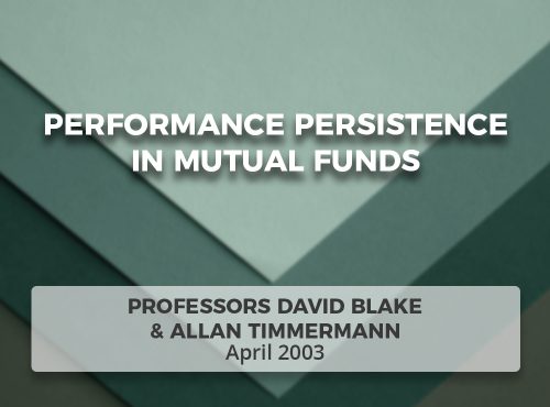 Performance Persistence in Mutual Funds