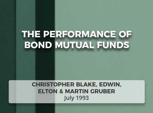 The Performance of Bond Mutual Funds